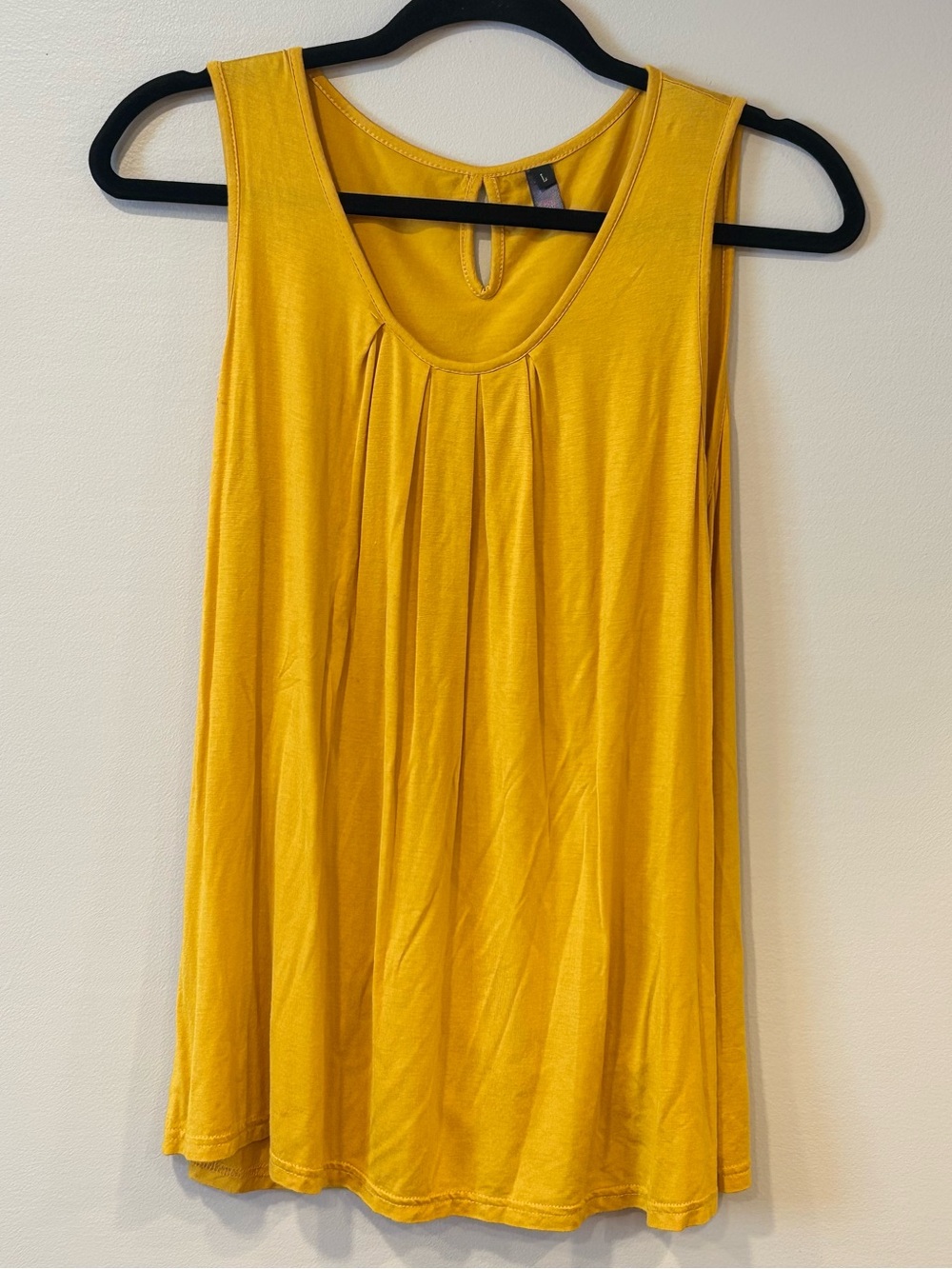 Bloggerlove Mustard Yellow Pleated Scoop Neck Tank Top Tunic Women's Large